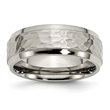 Load image into Gallery viewer, ICE CARATS Titanium 8mm Beveled Edge Hammered Wedding Ring Band Size 10.00 Fancy Fashion Jewelry for Women Gifts for Her
