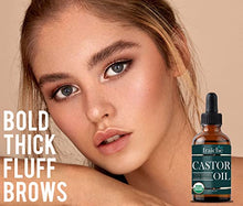 Load image into Gallery viewer, Castor Oil (2oz) + Filled Mascara Tube USDA Certified Organic, 100% Pure, Cold Pressed, Hexane Free by Live Fraiche. Stimulate Growth for Eyelashes, Eyebrows, Hair. Lash Growth Serum. Brow Treatment
