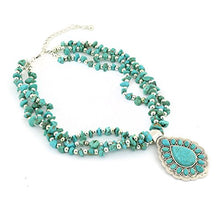 Load image into Gallery viewer, Jianxi Vintage Alloy Synthetic Turquoise Necklace Fashion Jewelry Women (1287)
