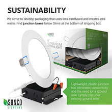 Load image into Gallery viewer, Sunco Lighting 6 Pack 6 Inch Slim LED Downlight with Junction Box, 14W=100W, 850 LM, Dimmable, 3000K Warm White, Recessed Jbox Fixture, Simple Retrofit Installation - ETL &amp; Energy Star

