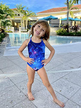 Load image into Gallery viewer, AIDEAONE Big Girls One Piece Swimsuit Starry Sky Swimming Bathing Suit 7T 8T Nebula Space Galaxy Swimwear
