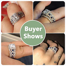 Load image into Gallery viewer, Newshe Size 7 Blue Engagement Wedding Ring Set 3pcs 2.5ct Princess White Cz and 1 Stackable Eternity Ring

