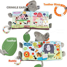 Load image into Gallery viewer, Soft Baby Cloth Book,Crinkle Elephant Fabric Infant Books Teething Teether Toys Education Bunny Toy for Babies Toddler 1 Year Old Boy Girl &amp;Up,Stuffed Farm Animal Jungle Plush Book Touch and Feel Toy

