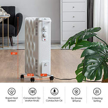 Load image into Gallery viewer, COSTWAY Oil Filled Radiator Heater, 1500W Portable Space Heater with 3 Heating Modes, Adjustable Thermostat, Tip-Over and Overheat Protection, Electric Oil Heaters for Indoor Use Home Office, White
