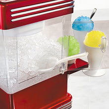 Load image into Gallery viewer, Nostalgia RSM602 Countertop Snow Cone Maker Makes 20 Icy Treats, Includes 2 Reusable Plastic Cups &amp; Ice Scoop, Retro Red
