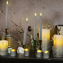 Load image into Gallery viewer, Furora LIGHTING Silver Glitter Flameless Candles Battery Operated, Remote Controlled Pillar Candles and Votive Candles Bundle with 4 Pack Silver Taper Candles with Timer for Christmas Table Decoration
