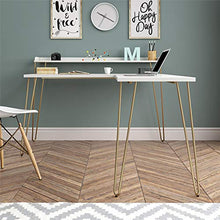 Load image into Gallery viewer, Ameriwood Home Haven L Riser, White/Gold Desk
