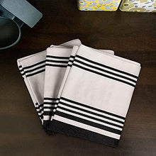 Load image into Gallery viewer, Urban Villa Set of 3 Kitchen Towels Highly Absorbent 100% Cotton Dish Towel 20X30 Inch with Mitered Corners Trendy Stripes Black/White Bar Towels &amp; Tea Towels
