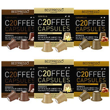 Load image into Gallery viewer, Bestpresso Coffee for Nespresso Original Machine 120 pods Certified Genuine Espresso Variety Pack Caramel, Vanilla and Chocolate, Pods Compatible with Nespresso Original
