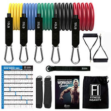 Load image into Gallery viewer, Fitness Insanity Resistance Bands Set - 5-Piece Exercise Bands - Portable Home Gym Accessories - Stackable Up to 150 lbs. - Perfect Muscle Builder for Arms, Back, Leg, Chest, Belly, Glutes

