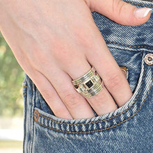 Load image into Gallery viewer, Woman of Valor Hebrew Engraved Multiband Sterling Silver and Onyx Ring, Jewish Jewelry for Women
