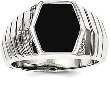 Load image into Gallery viewer, 925 Sterling Silver Mens Cubic Zirconia Cz Black Onyx Band Ring Size 11.00 Man Fine Jewelry For Dad Mens Gifts For Him
