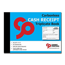 Load image into Gallery viewer, Cherry Carbonless Cash Receipt Book, 3-Part, with Loose-Leaf Writing Shield, A6 (4.1 x 5.8 Inches) 50 Sets, Unnumbered
