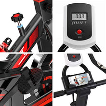 Load image into Gallery viewer, Indoor Cycling Bike Stationary, Quiet Smooth Belt Drive System Flywheel Exercise Bike with Heart Rate, LCD Monitor, Adjustable Seat and Handlebars &amp; Base for Home Workout (Black)

