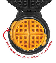 Load image into Gallery viewer, Chefman Anti-Overflow Belgian Waffle Maker w/ Shade Selector, Temperature Control, Mess Free Moat, Round Iron w/ Nonstick Plates &amp; Cool Touch Handle, Measuring Cup Included, Black
