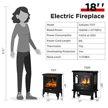Load image into Gallery viewer, TURBRO Suburbs TS17 Compact Electric Fireplace Stove, Freestanding Stove Heater with Realistic Flame - CSA Certified - Overheating Safety Protection - for Small Spaces - 18" 1400W

