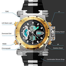 Load image into Gallery viewer, SIBOSUN Sport Watch Digital Wrist Large Face Waterproof Military LED Stopwatch SIBOSUN Men Japanese Quartz Alarm Date Gold
