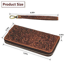 Load image into Gallery viewer, GUZUHUKU Vintage Embossed Zipper Wallet, Womens Wallets Large Capacity Detachable Wrist Strap Clutch Purses Perfect for Travel and Dating
