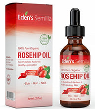 Load image into Gallery viewer, 100% Pure Rosehip Oil - 2 OZ - Certified ORGANIC - Cold pressed &amp; unrefined - NON Greasy HIGH absorbency - Use daily - Anti ageing, nourishes, hydrates and visibly reduces fine lines, scars, stretch marks and skin pigmentations - Suitable for all skin typ
