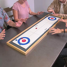 Load image into Gallery viewer, GoSports Shuffleboard and Curling 2 in 1 Table Top Board Game with 8 Rollers - Great for Family Fun
