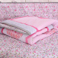 Load image into Gallery viewer, Wowelife Flower Crib Bedding Set Pink Birds Playing 7 Piece Baby Crib Sets with 4 Bumper Pads(Pink-7 Piece)
