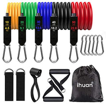 Load image into Gallery viewer, ihuan [Update 2020] Resistance Bands Exercise Set with Door Anchor, Ankle Straps, Carry Bag and Guide for Training, Physical Therapy, Home Workout, Yoga, Pilates, Men &amp; Women Accessories(11 Pieces)

