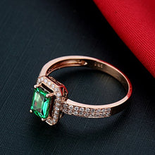 Load image into Gallery viewer, Jewelry Sets Vintage Natural Green Emerald Diamond 14K Solid Rose Gold Wedding Ring Set
