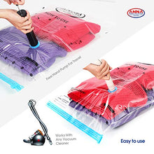 Load image into Gallery viewer, Anna Home Jumbo Vacuum Storage Bags (4 x Large, 4 x Medium) Space Saver Storage Bags for Travel. Durable and Reusable, Travel Hand Pump Included

