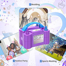 Load image into Gallery viewer, NuLink Electric Portable Dual Nozzle Balloon Blower Pump Inflation for Decoration, Party [110V~120V, 600W, Purple]
