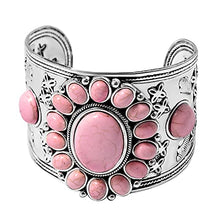 Load image into Gallery viewer, Shop LC Jewelry Set Pink Howlite Flower Earrings Bracelet Pendant Necklace for Women Stainless Steel Size 26"
