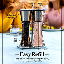 Load image into Gallery viewer, Willow &amp; Everett Salt and Pepper Grinder Set - Stainless Steel Refillable Salt &amp; Peppercorn Shakers
