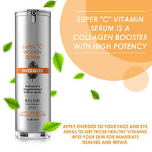 Load image into Gallery viewer, Energize Vitamin C Serum for Face &amp; Eyes - Clinical Strength Collagen Booster with Triple Vitamin C - Dermatologist Developed Skin Care For Anti-aging, Fades Dark Spots and Repairs Sun Damage 1oz
