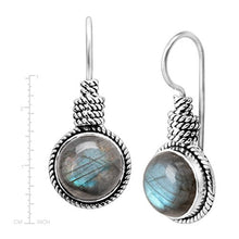 Load image into Gallery viewer, Silpada 'All Aboard' 4 ct Natural Labradorite Twisted Rope Drop Earrings in Sterling Silver
