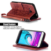 Load image into Gallery viewer, JanCalm Galaxy J3 (2016) Case, Galaxy Amp Prime Case, Galaxy Express Prime Case, Galaxy Sol Case, [Wrist Strap] Premium PU Leather [Multi Card/Cash Slots] Stand Flip Cover with Pen (Brown)
