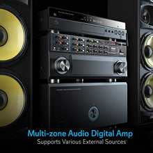 Load image into Gallery viewer, 8-Channel Wireless Bluetooth Power Amplifier - 4000W Rack Mount Multi Zone Sound Mixer Audio Home Stereo Receiver Box System w/ RCA, USB, AUX - For Speaker, PA, Theater, Studio/Stage - Pyle PT8050CH
