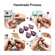 Load image into Gallery viewer, Top Plaza Wire Wrapped Tree of Life Natural Gemstone Teardrop Pendant Necklace Healing Crystal Chakra Jewelry for Women - Amethyst+Rose Quartz+Synthetic Opalite
