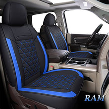 Load image into Gallery viewer, Coverado Car Seat Covers Full Set, Dodge RAM Seat Cover Waterproof Leather Protector Fit 2009-2022 1500 2010-2022 2500 3500 Truck Pickup CrewCab with Curved Back Bench, Blue
