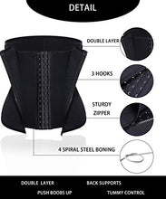 Load image into Gallery viewer, LODAY Waist Trainer Corset For Weight Loss Tummy Control Sport Workout Body Shaper , Black(zip&amp;hooks), Large
