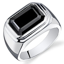 Load image into Gallery viewer, Mens 7.00 Carats Black Onyx Octagon Ring Sterling Silver Size 10
