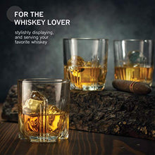Load image into Gallery viewer, Paksh Novelty 7-Piece Italian Crafted Glass Decanter &amp; Whisky Glasses Set, Elegant Whiskey Decanter with Ornate Stopper and 6 Exquisite Cocktail Glasses
