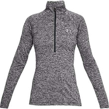 Load image into Gallery viewer, Under Armour Women's Tech Twist ½ Zip Long-Sleeve Pullover , Black (001)/Metallic Silver , Small
