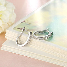 Load image into Gallery viewer, Platinum Gold Hoop Earrings Jewelry Birthday Gifts Presents Gemstone for Women Anniversary Zirconia Crystal
