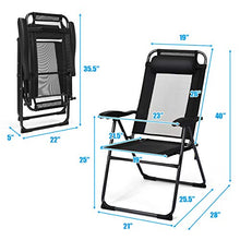 Load image into Gallery viewer, Giantex Set of 2 Patio Dining Chairs, Folding Lounge Chairs with 7 Level Adjustable Backrest, 300 Lbs Capacity, Outdoor Portable Chairs with Metal Frame
