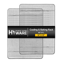 Load image into Gallery viewer, Hiware 2-Pack Cooling Racks for Baking - 10" x 15" - Stainless Steel Wire Cookie Rack Fits Jelly Roll Sheet Pan, Oven Safe for Cooking, Roasting, Grilling
