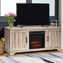 Load image into Gallery viewer, Tangkula 18" Electric Fireplace Heater, Freestanding &amp; Recessed 1400 W Electric Stove Heater w/Adjustable LED Flame, Fireplace Insert w/Remote Control, Safer Plug and Sensor

