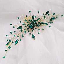 Load image into Gallery viewer, Aimimier Bridal Green Crystal Hair Comb Emerald Hair Vine Malachite Green Wedding Headpiece Prom Party Festival Hair Accessories for Women and Girls
