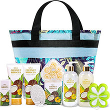 Load image into Gallery viewer, BFFLOVE Gift Basket for Women, 10 Pc Coconut Scent Bath Set
