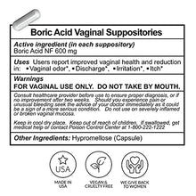 Load image into Gallery viewer, Flower Power Vegan Boric Acid Suppositories - 30 Capsules - 600mg for Vaginal Odor and pH Balance - Made in USA
