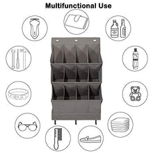 Load image into Gallery viewer, STORAGE MANIAC Over The Door Shoe Organizer, 2-Pack Hanging Shoe Organizer, Wall Shoe Organizer Grey, 12-Pocket
