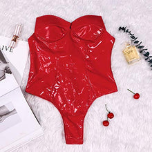 Load image into Gallery viewer, NUCCBBlY Sexy Faux Leather Bodysuit Women Slim Fit Off Shoulder Overalls Ladies Backless Clubwear Performance Clothe
